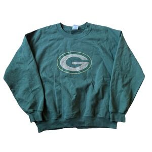 Vintage Green Bay Packers Sweatshirt Womens Large Green Crewneck Bedazzled